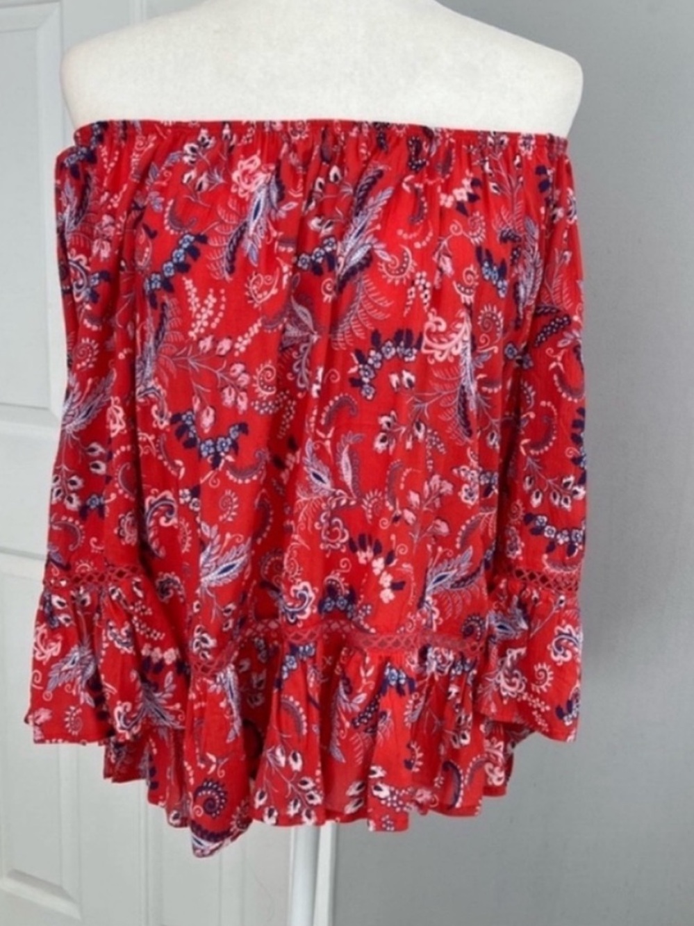 Democracy Red Off The Shoulder Top Size S
